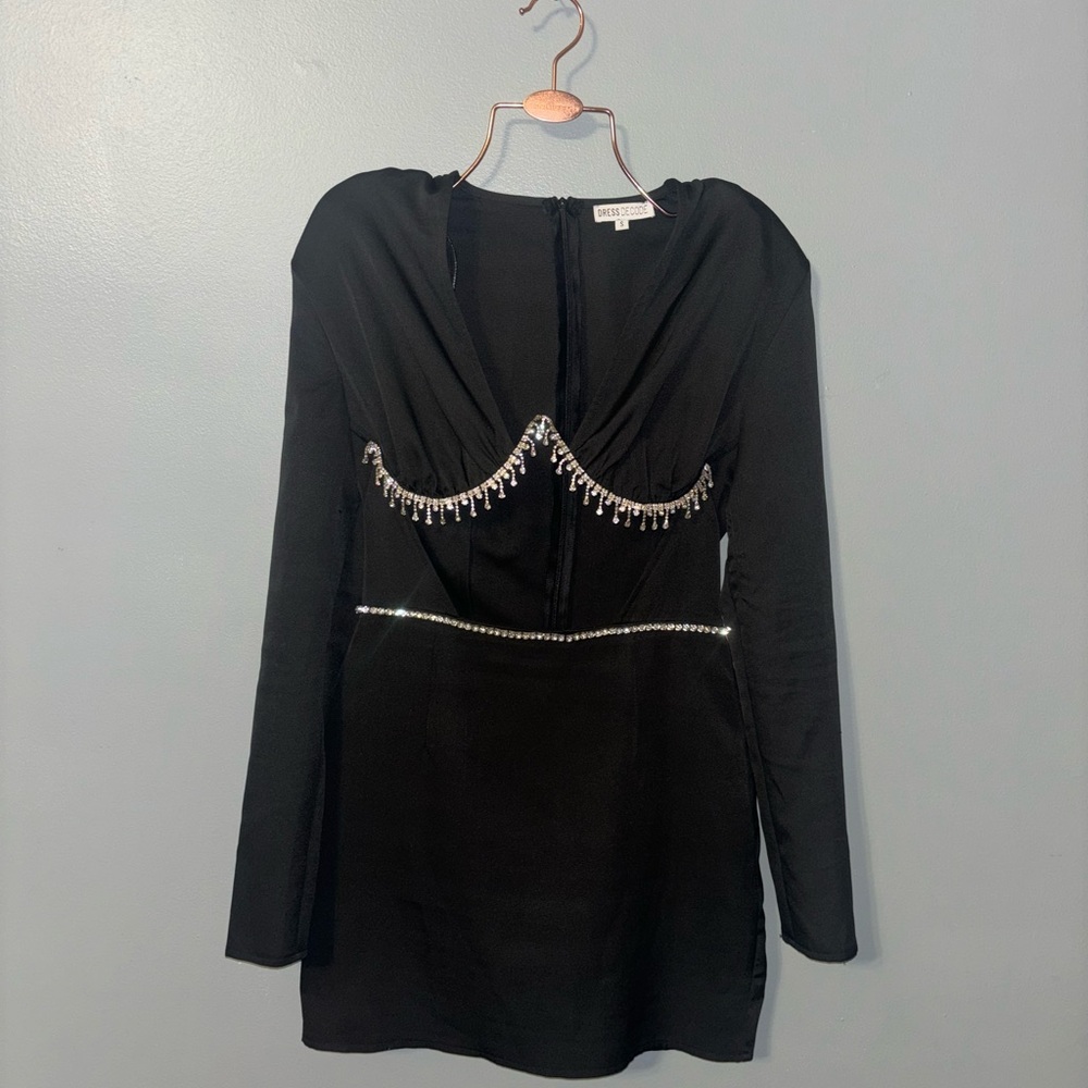 Black cut out dress with rhinestone trim 🖤